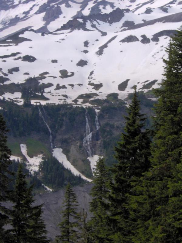 Snow melt waterfalls