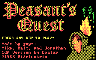 Peasant's Quest Title Screen in 4-color CGA