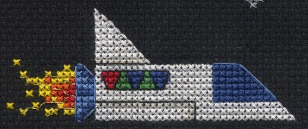 Cross-stitched space-ship
